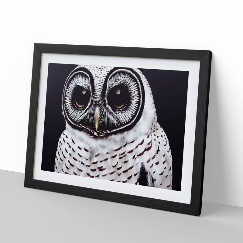 XH1022-8647X Superb Owl 1 Piece Single Picture Frame Painting, 25cm H x 34cm W x 2cm D, Black