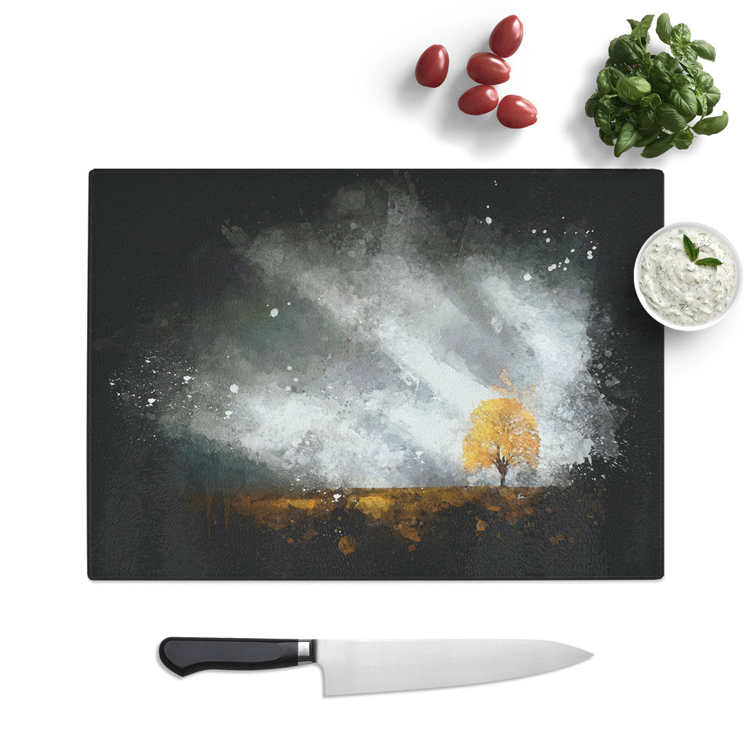 Tempered Glass Lone Tree at Dusk Chopping Board