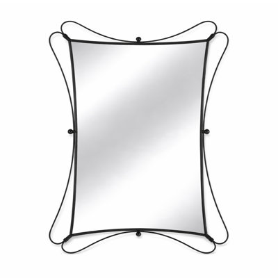 Cole and Grey Metal Black Room Wall Mirror with Rounded Edges