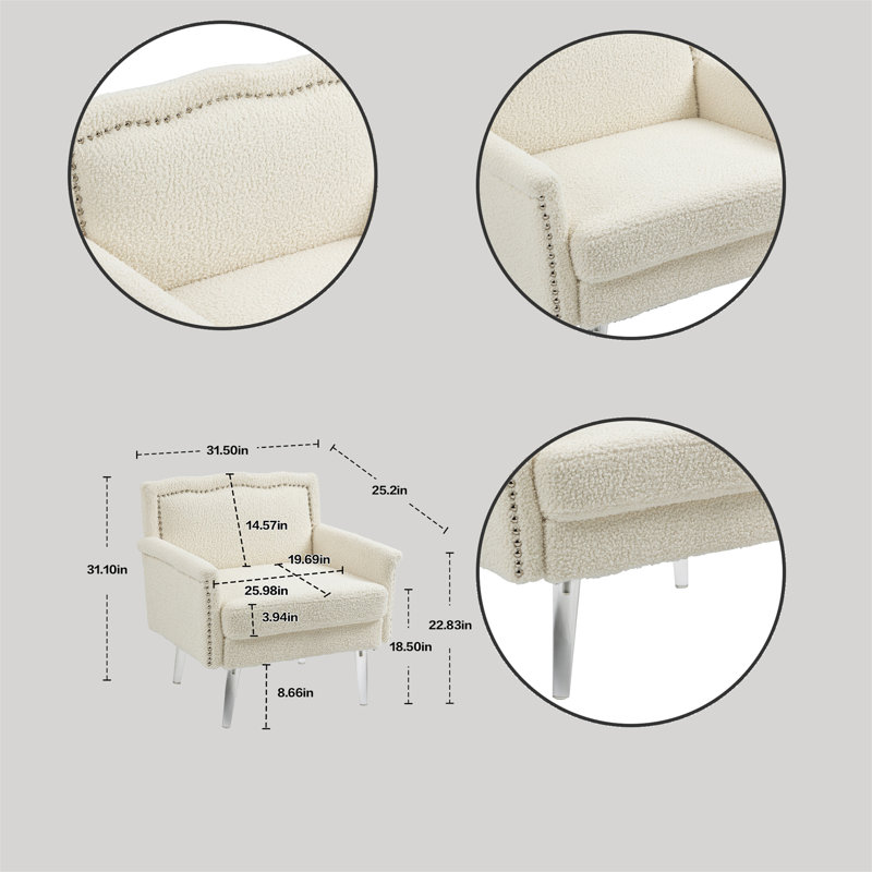 Fauteuil Jeske, Mélange de polyester blanc