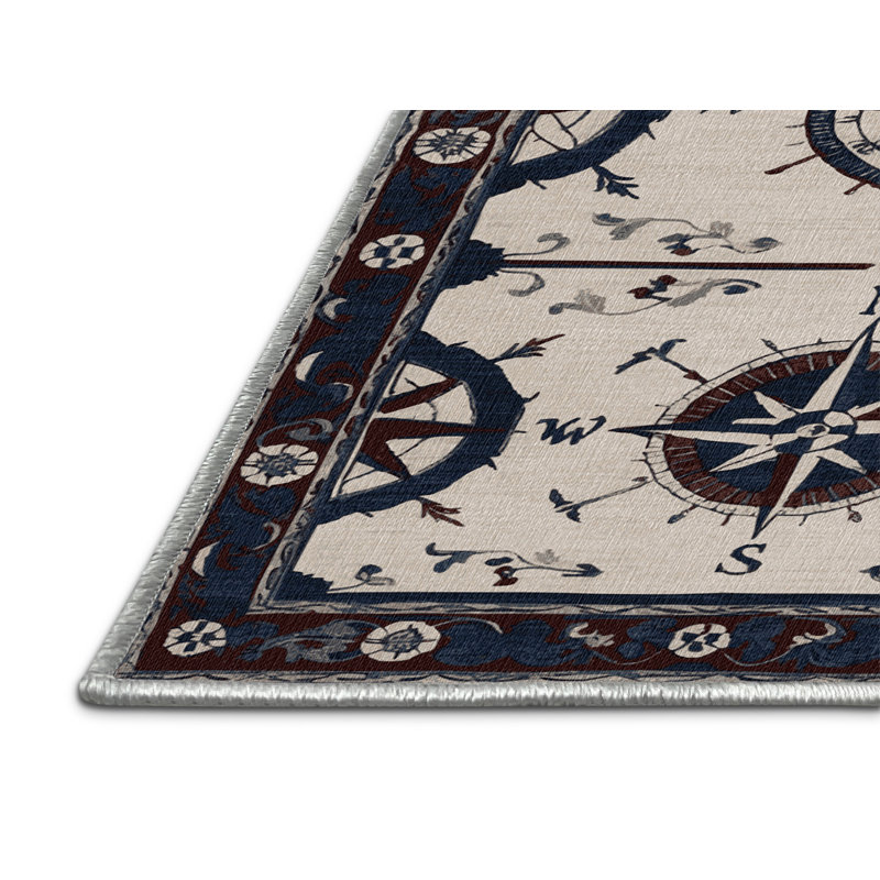 Tapis nautique lavable rose des vents, Rectangulaire 2 pi x 3 pi