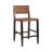 Solid Wood & Woven Pattern Cognac Leather Bar Stool - Handcrafted Modern Chair for Kitchen or Bar-520332548