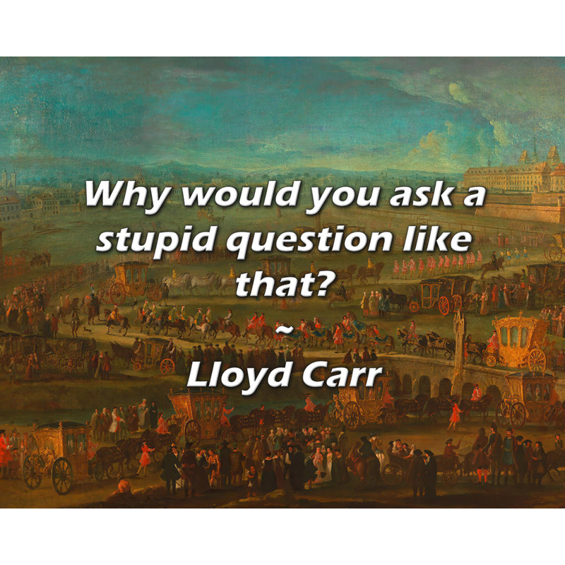 Lloyd Carr Quote: Why would you ask a stupid question like that?, 26" H x 32" W