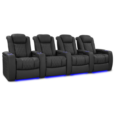 Upholstered Home Theater Seating with Cup Holder