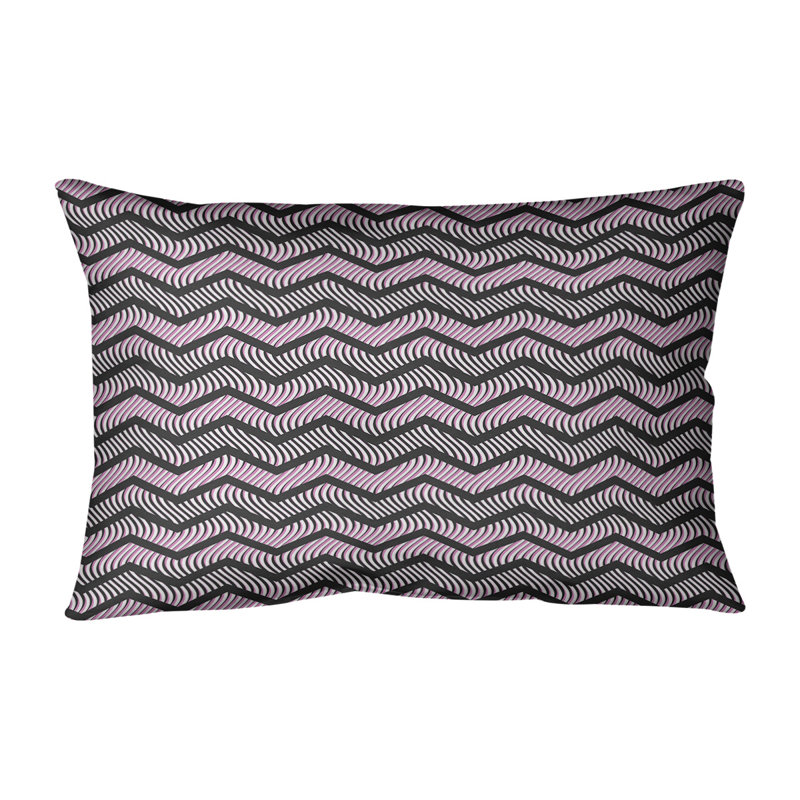Coussin Rhonda Cheval, H 14 po x l 20 po, Duvet / Plumes, Noir / rose