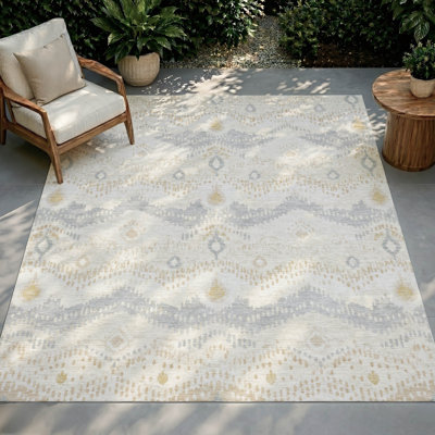 Tapis Shuana ACN3074 Ikat lavable à la machine pour intérieur/extérieur