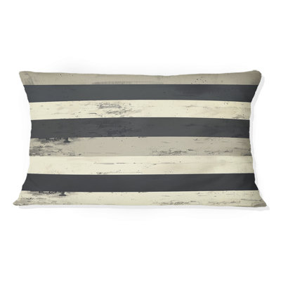 Coussin lombaire gris Mid-Century rayé gris II