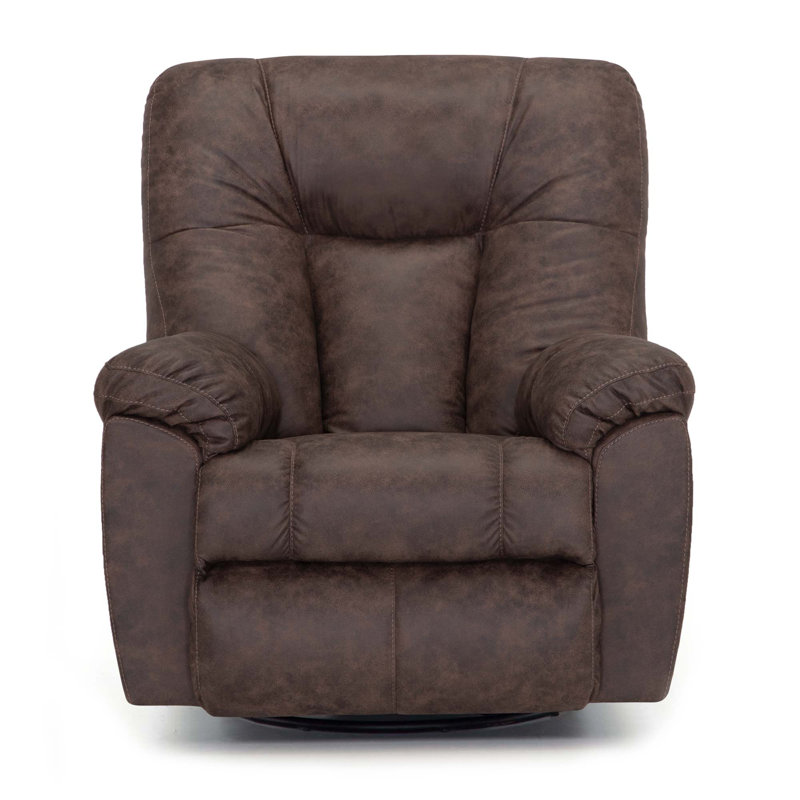 Jerrin Upholstered Swivel Recliner, Brown