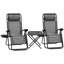 Ensemble de chaise Zero Gravity avec table d'appoint, chaise inclinable pliante avec porte-gobelets et coussins, chaise longue réglable pour piscine, jardin, pelouse, plage, chaise-680182074