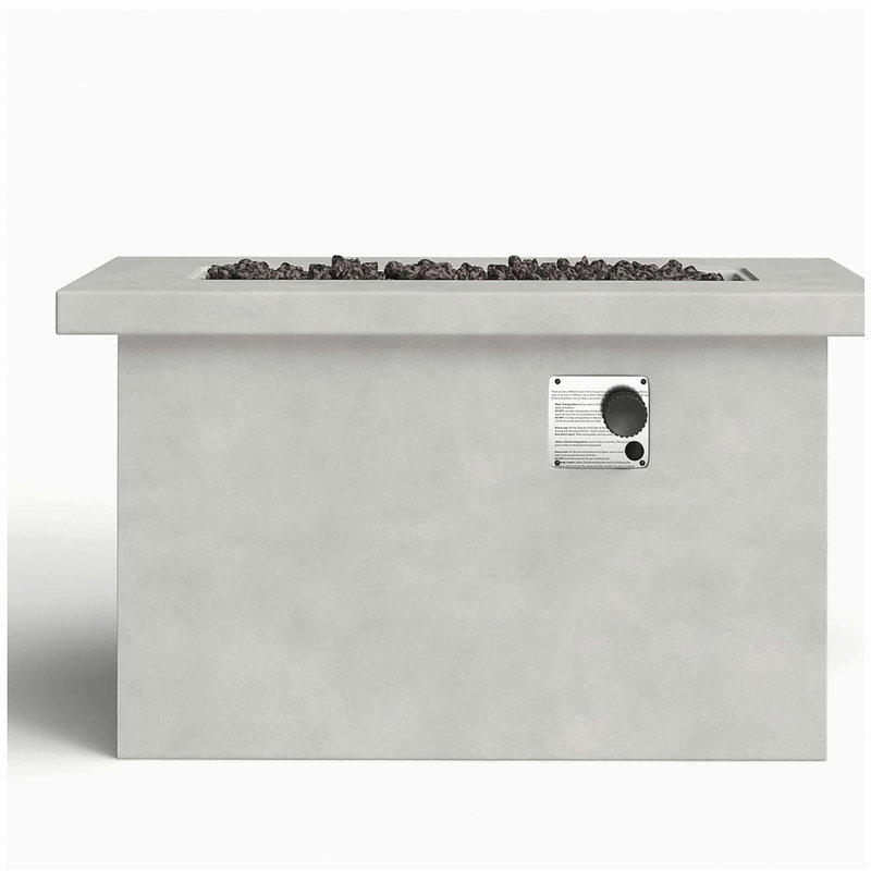 Table de foyer d'extérieur en béton au propane / gaz naturel, Gris