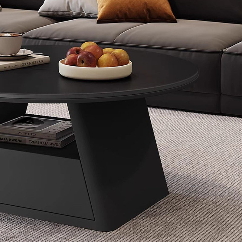 Table basse italienne de style crème minimaliste, H 15,74 po x L 31,49 po x l 31,49 po, Noir, Noir/crème