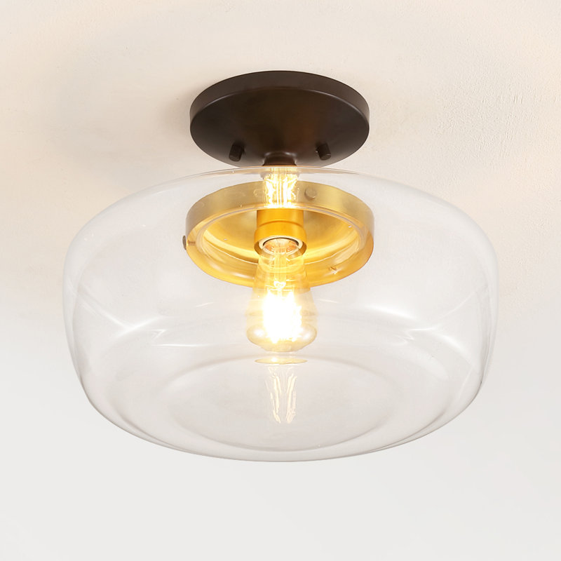 Tatem Glass Semi Flush Mount, Oil Rubbed Bronze/Brass Gold