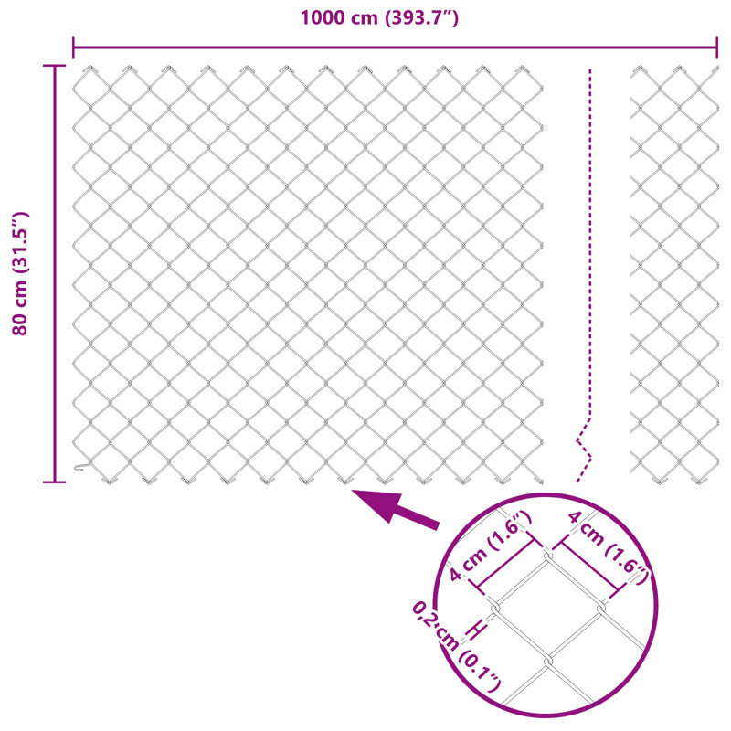 80cm H x 1000cm W Metal Border Fencing
