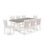 Ensemble de table de salle à manger moderne - une table de cuisine et des chaises rembourrées en tissu de lin avec dossier élégant-1104351890-1104351895