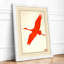 Flying Red Bird Japandi - Framed Print-1148075248-1148075254