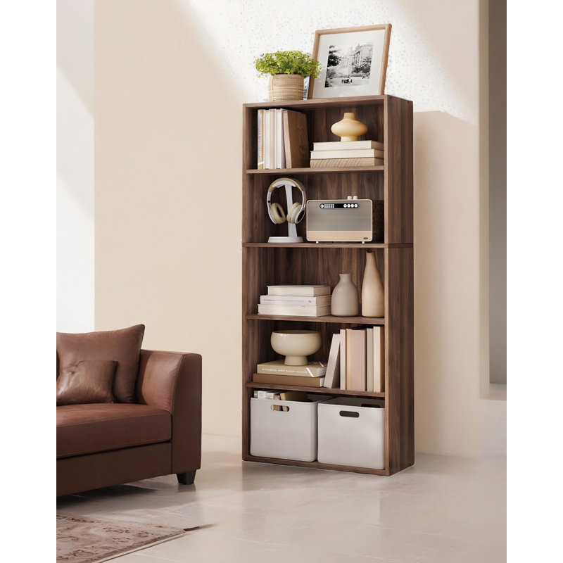 5-Tier Standard Bookcase, Natural Walnut