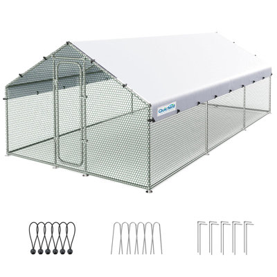  Grande cage à poules en métal pour 10 volailles et plus avec grillage robuste et toit imperméable