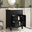 Meuble-lavabo moderne de 24 pouces, lavabo en céramique, métal rustique, charnières silencieuses, rangement pour pinceaux de maquillage, style campagne française, tiroirs, tablette réglable pour flacons de bain de bouche