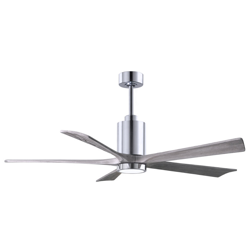 Patricia LED Downrod Ceiling Fan, Brushed Nickel, Walnut Tone