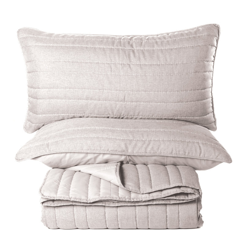 Ensemble de courtepointe à surpiqûres, Naturel, Courtepointe très grand + 2 taies décoratives