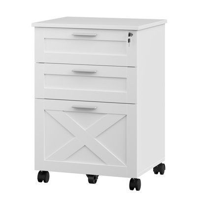 3-Drawer Lockable Mobile File Cabinet with 360° Casters | Rolling Filing Cabinet for A4/Letter/Legal Hanging Files, Under-Desk Storage 40x50x75cm
