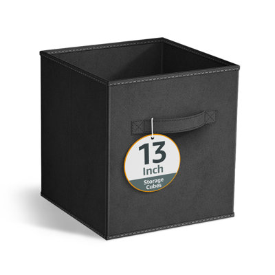 13" Large Foldable Storage Cubes with Handles 1 Piece, Black