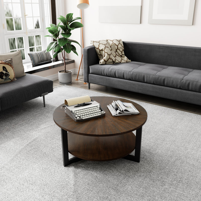 Nystrom Three Leg Coffee Table with Storage, Brown