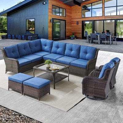 Schutt 8 Person Outdoor Sectional Seating Group with Cushions