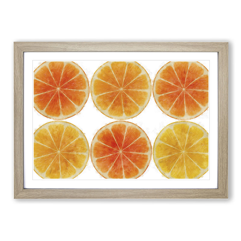 Orange Fruit Slices - Picture Frame Painting, Oak Framed, 36cm H x 48cm W x 2cm D