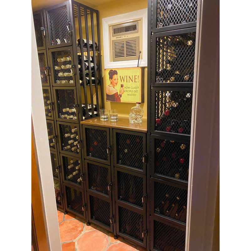 Honya Floor Wine Bottle Locker in Matte Black, 42.5"H x 56.5"W x 15"D