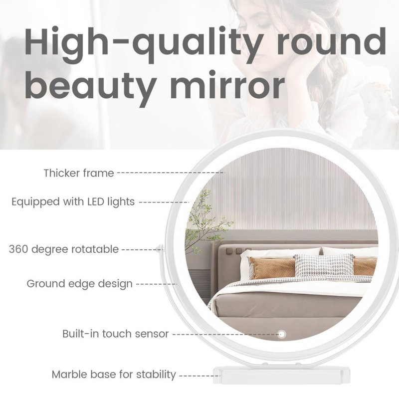 Miroir de maquillage avec lumière réglable