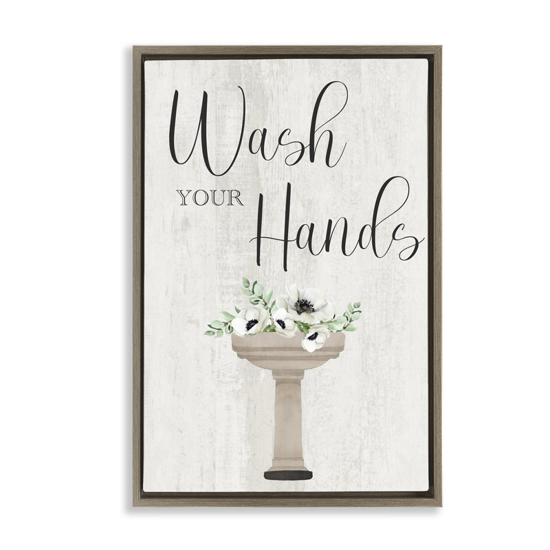 «Wash Your Hands Poppies Floater» par Marcus Prime, H 31 po x l 21 po, Cadre flottant orme Montalcino