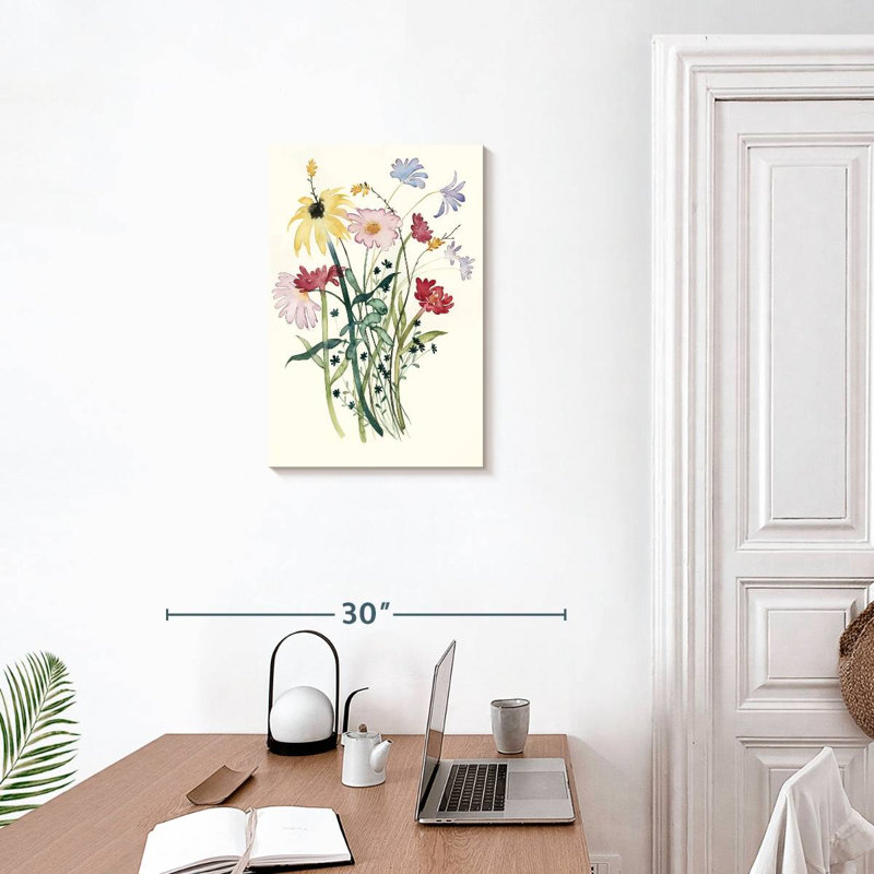Harnek, aquarelle de fleurs sauvages I, H 24 po x l 16 po