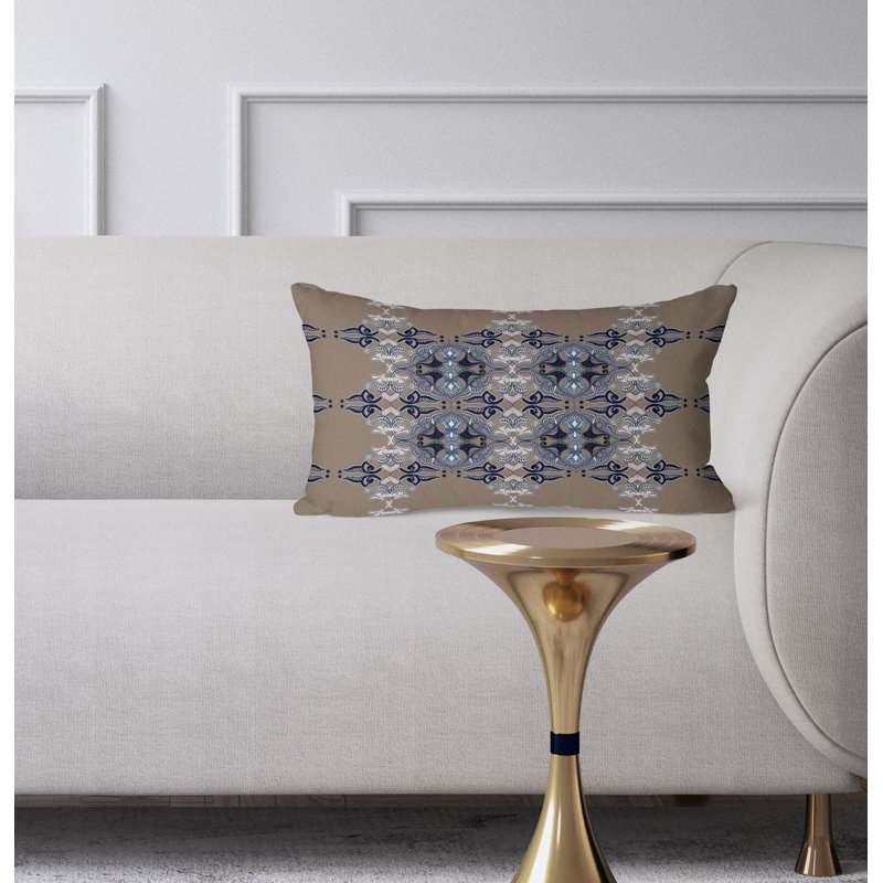 Floral Elegance  Rectangular Throw Pillow, Blue/Brown