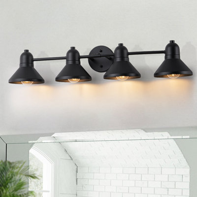 32 po Luminaire de salle de bain 4 lumières thermolaqué noir