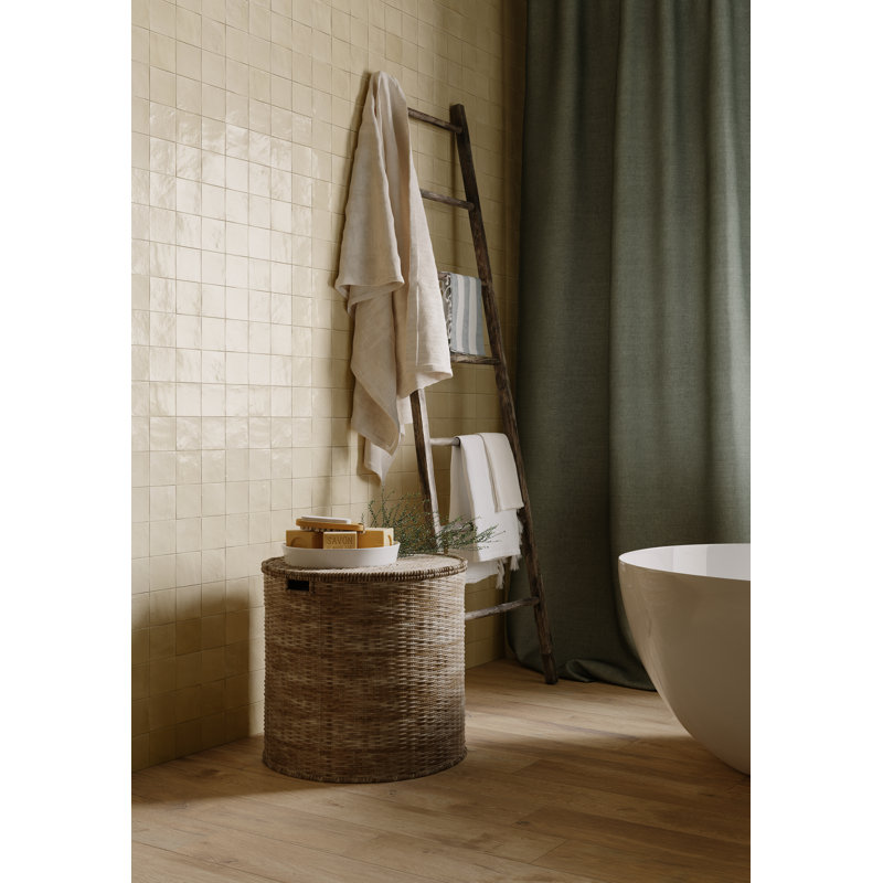 Marrakesh Zellige | 4"x4" Ceramic Wall Tile, Beige
