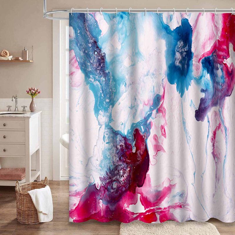 Rideau de douche rose avec 12 crochets, L 72 po x l 84 po