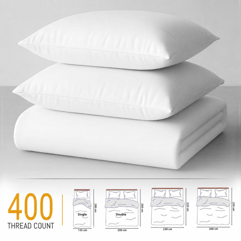 Cotton Bedding, Super King (220cm x 260cm), White