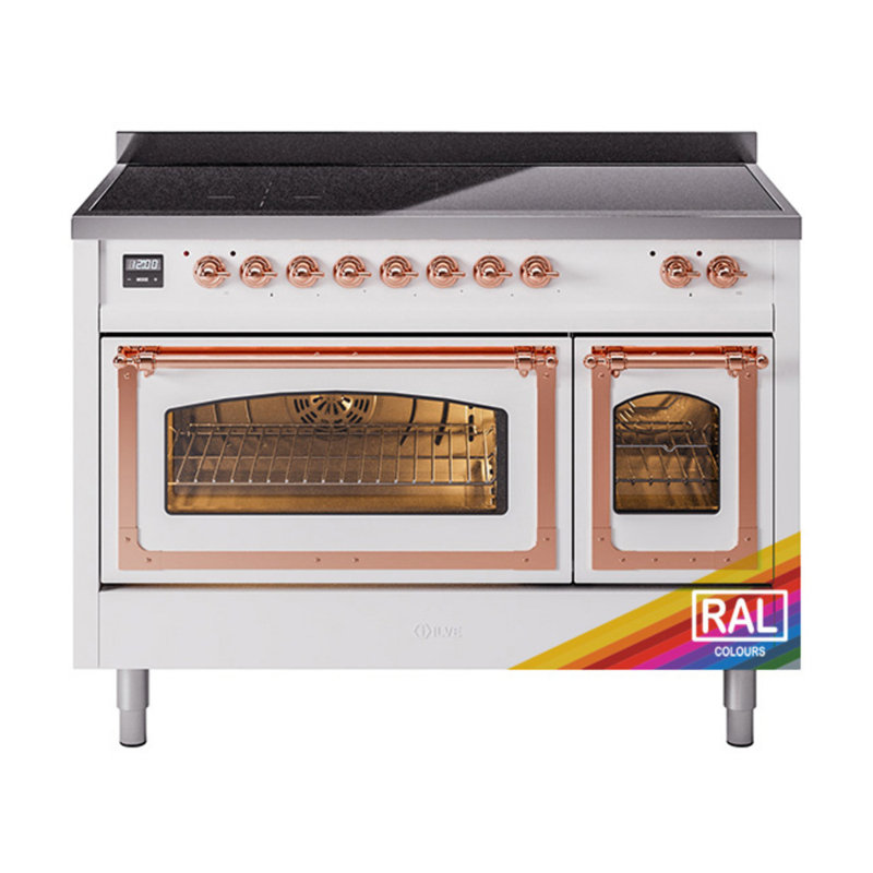 ILVE Nostalgie II Series Noblesse 48 inch Induction Range with 6 Induction Elements (Glass Door), Copper