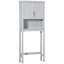 Armoire de rangement au-dessus de la toilette moderne, organisateur de salle de bain à double porte avec tablette intérieure réglable et tablette ouverte, gris
