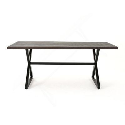 Rolando Outdoor Aluminum Dining Table With Steel Frame, Brown / Black