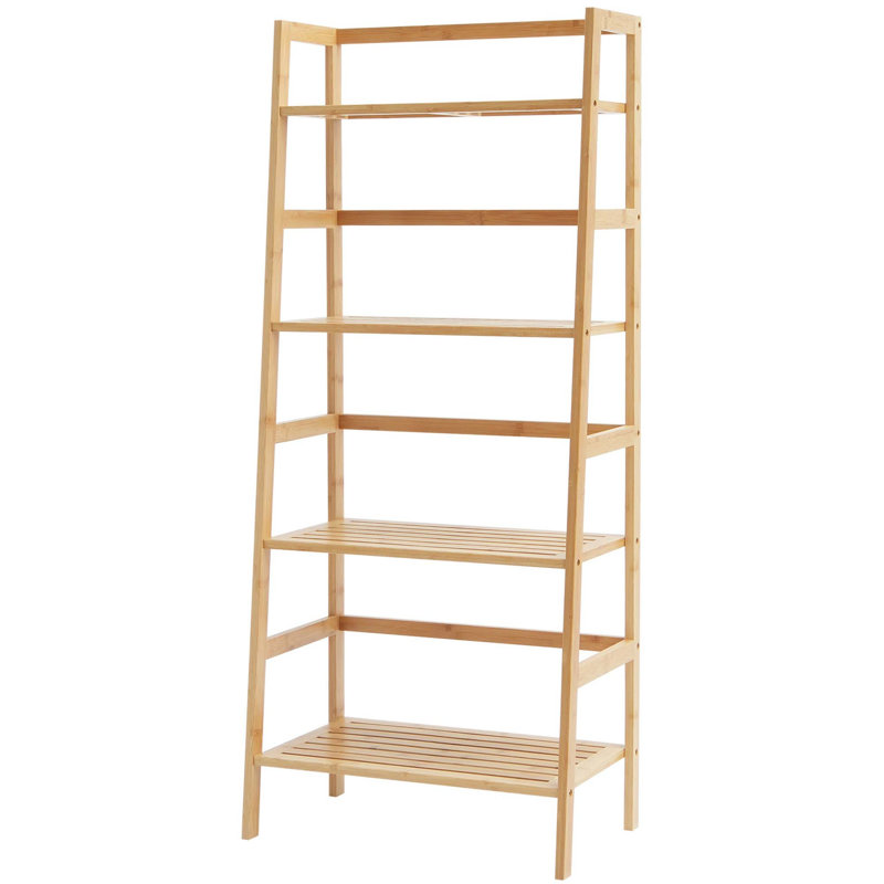 4-Tier Bamboo Ladder Shelf for Elegant Home Storage