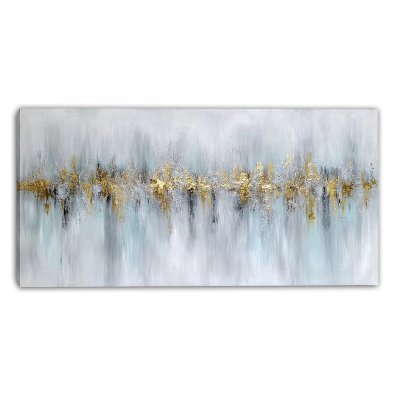 Art mural doré sur toile tendue, L 40 po x H 20 po x P 1,5 po