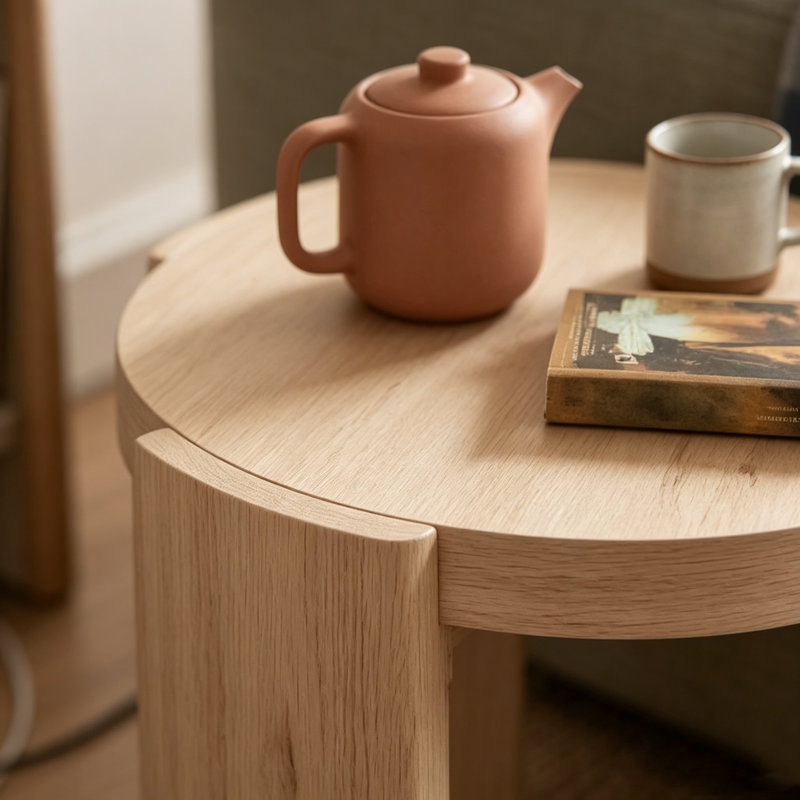 Modern Style Natural Finish Round Dining Table