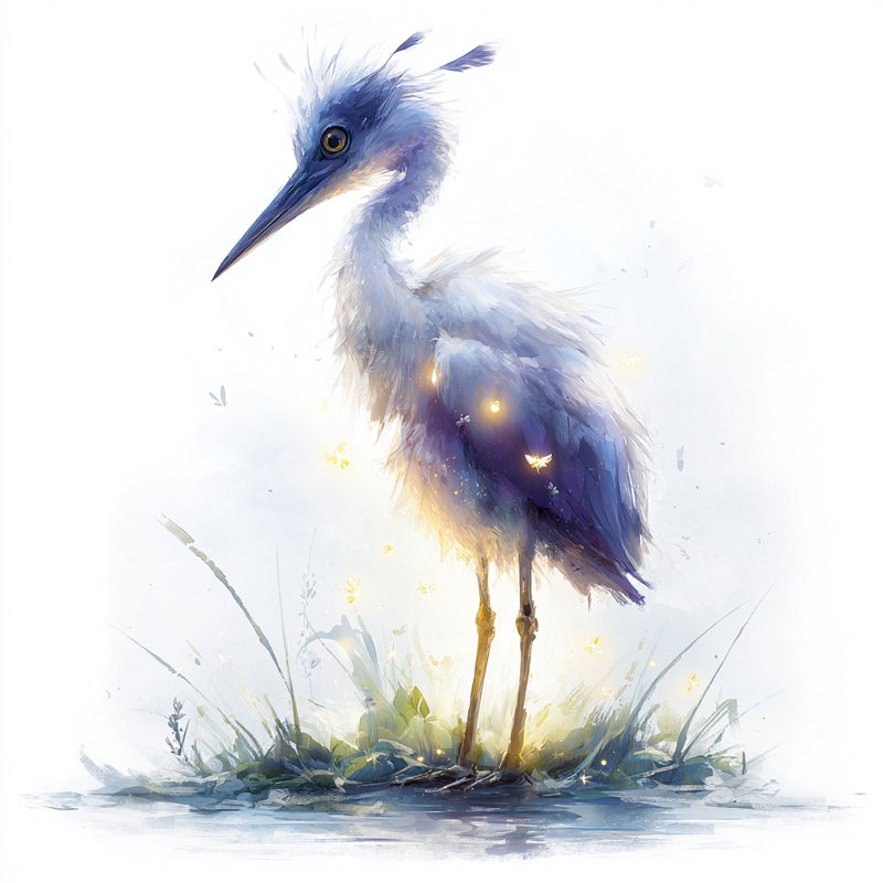 «Enchanted Heron», art mural sur toile tendue, H 20 po x l 20 po