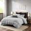 Édredon en coton Ink + ivy - avec accents gris anthracite, 100% coton, 2 taies décoratives-118742782-118742784