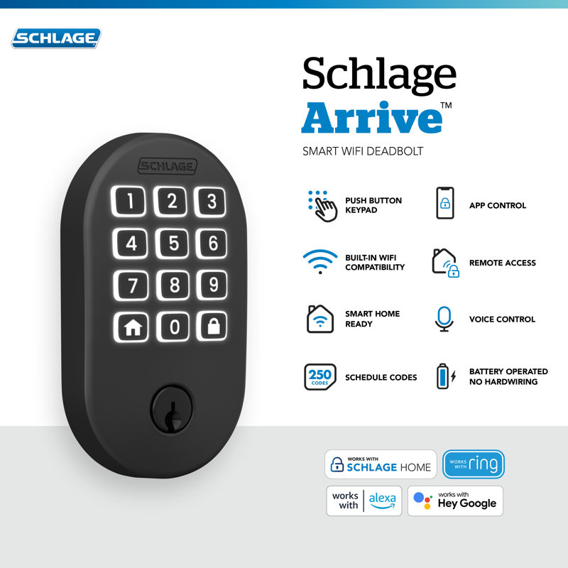 Arrive Smart Wifi Deadbolt With Remsen Trim, Matte Black