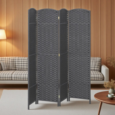 Paravent, écran d'intimité pliable à 4 panneaux, cloison autoportante de 5,6 pi de hauteur pour bureau à domicile, chambre à coucher, gris anthracite