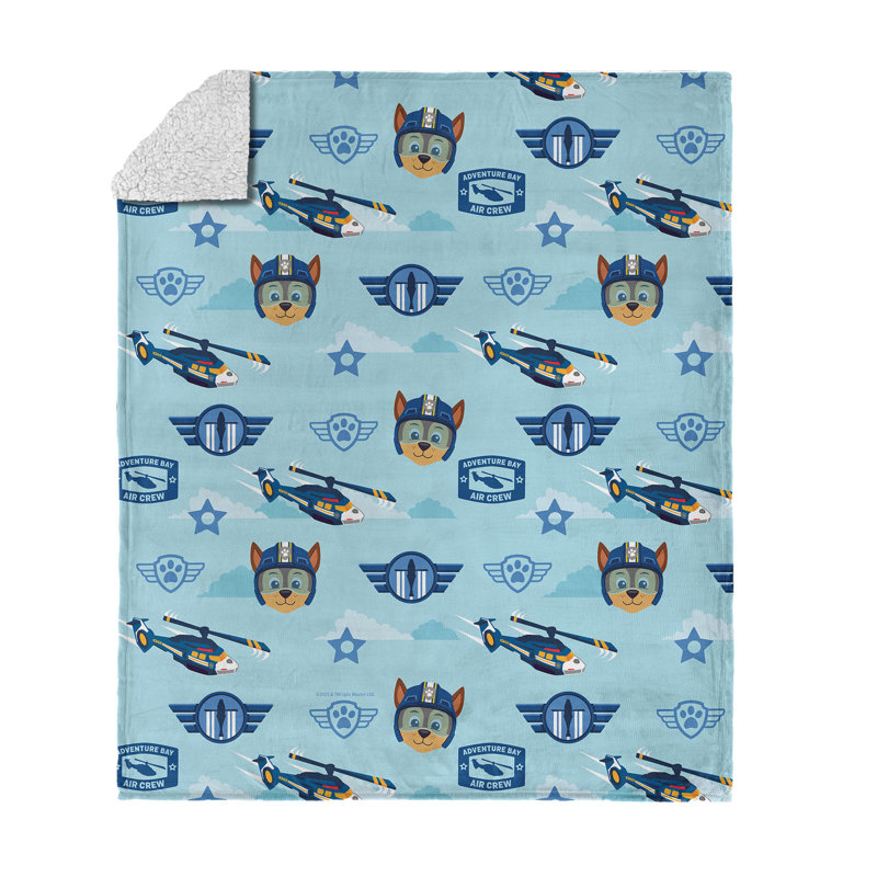 Jeté en soie Paw Patrol, Bleu, Chasse et sauvetage, L 60 po x l 50 po
