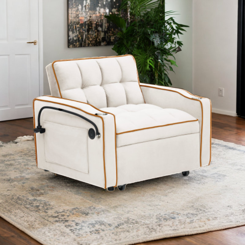 Velvet Accent Chair, Creamy White Velvet
